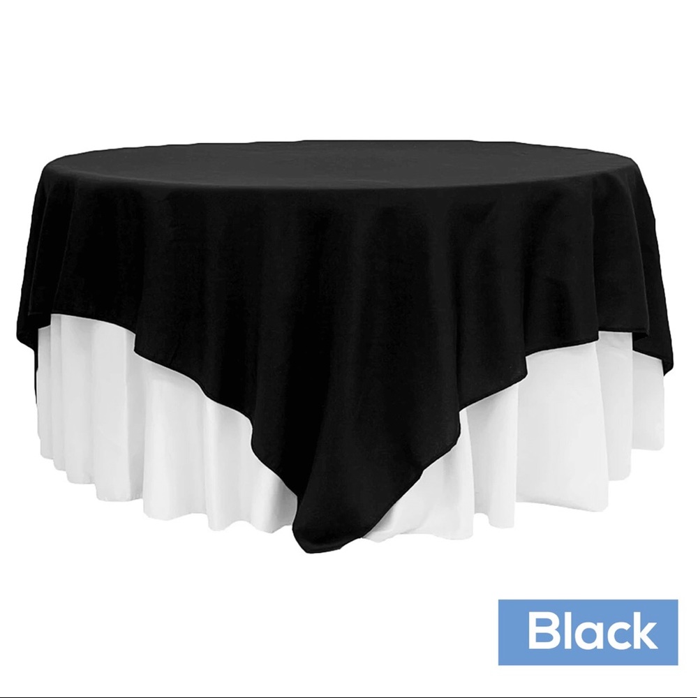 54” X 54” 100% Polyester Black Square Tablecloth
